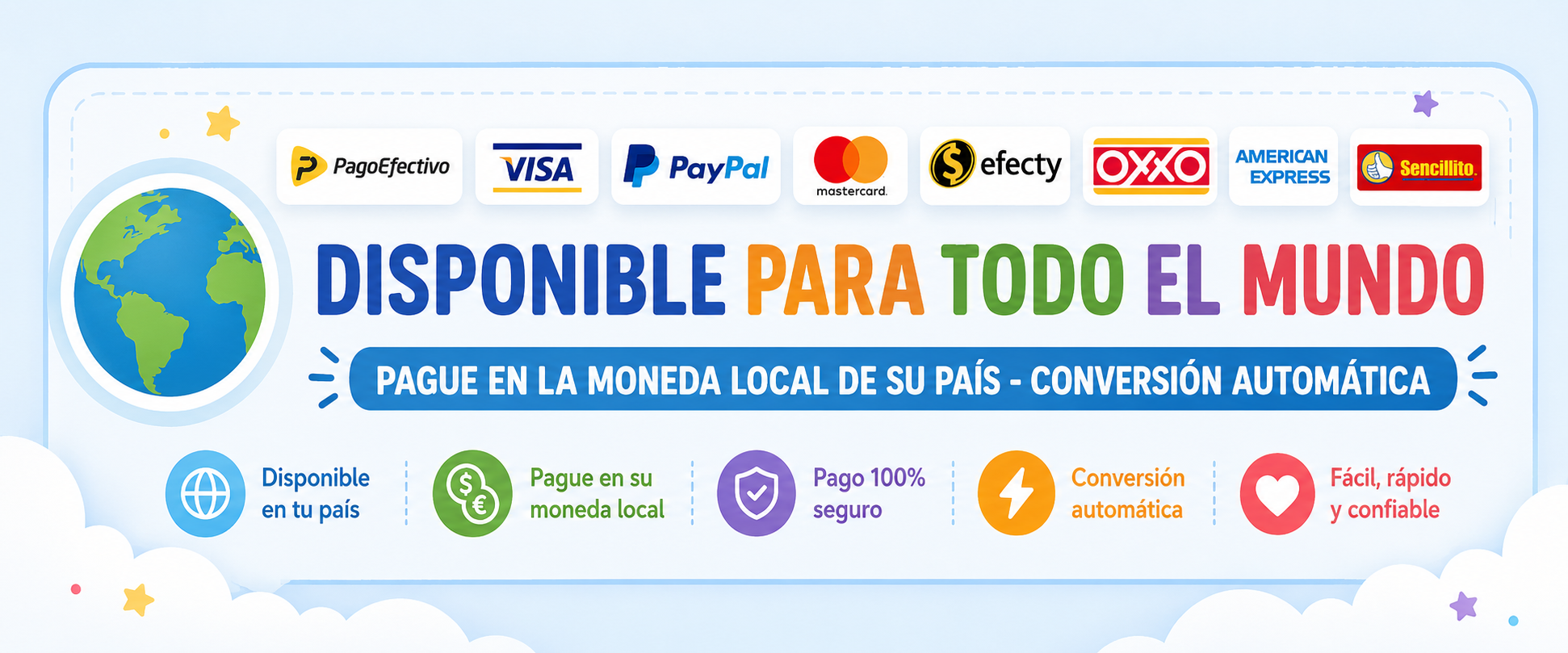 Formas de pago disponibles